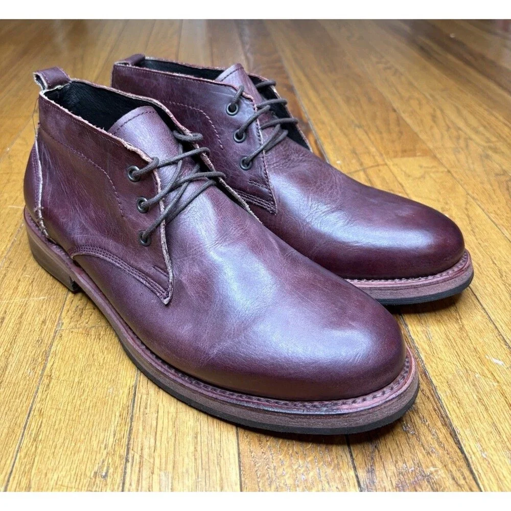 Freebird McCoy Burgundy Wine Leather Western Ankle Boots Men's Size 11 EUC Box